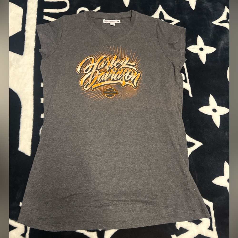 Harley-Davidson Women's Gray Tee with Gold Logo